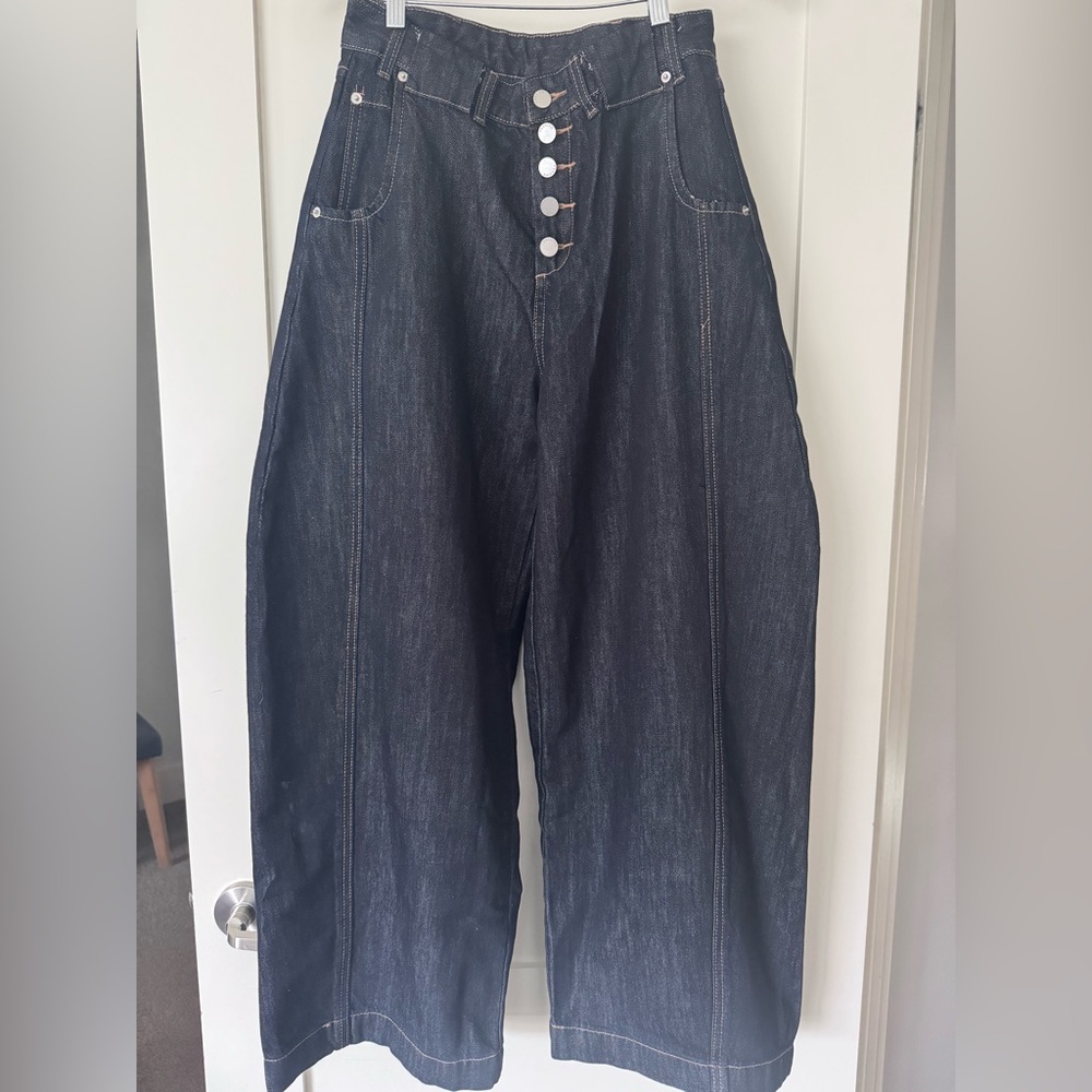 Black button up Barrel Baggy Jeans